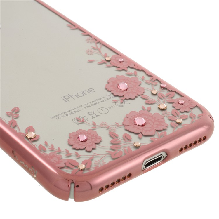 KAVARO Blumen Muster Swarovski Rose Gold überzogene Telefon Fall für iPhone 8/7 - Aufgang Gold-4