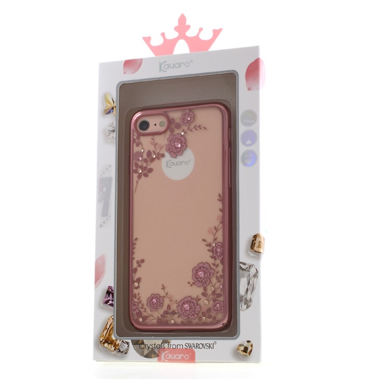 KAVARO Blumen Muster Swarovski Rose Gold überzogene Telefon Fall für iPhone 8/7 - Aufgang Gold-6