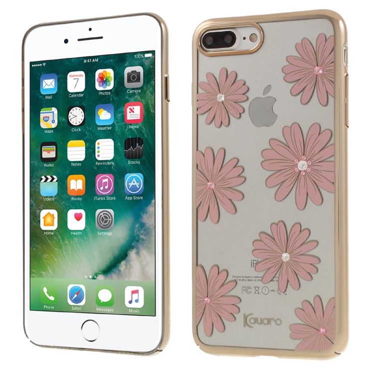 KAVARO Diamond Flower Plating PC Shell Case for iPhone 7 Plus 5.5 - Pink Daisy-1