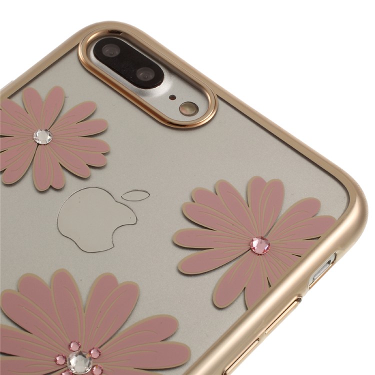 KAVARO Diamond Flower Plating PC Shell Case for iPhone 7 Plus 5.5 - Pink Daisy-3