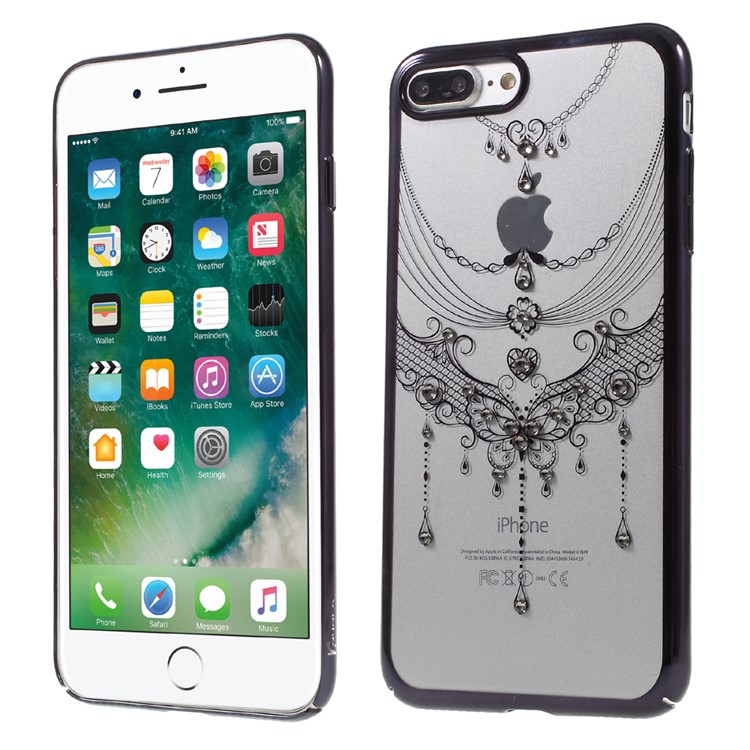 KAVARO Graceful Voile Authorised Swarovski Diamond Plated edges PC Case for iPhone 7 Plus - Black Butterfly-1