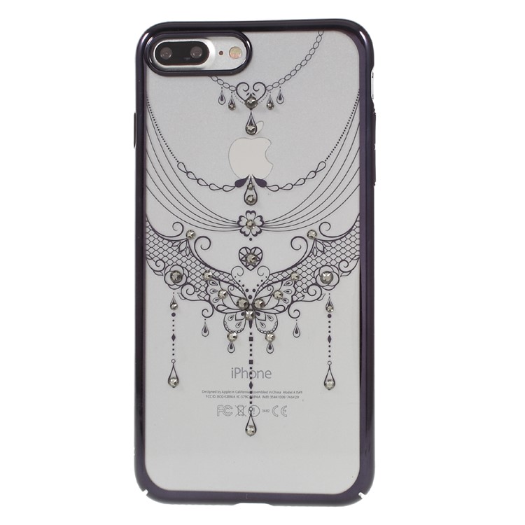 KAVARO Graceful Voile Authorised Swarovski Diamond Plated edges PC Case for iPhone 7 Plus - Black Butterfly-2