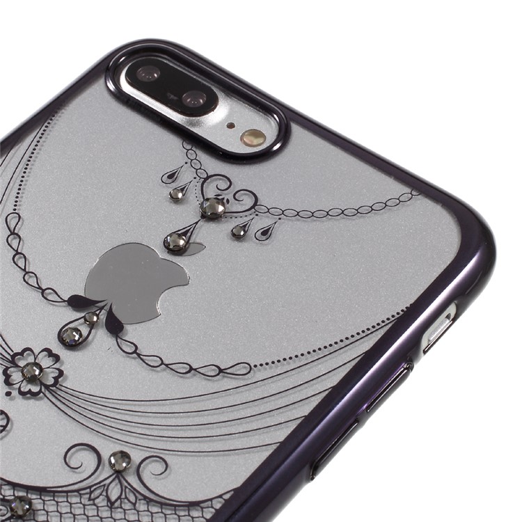 KAVARO Graceful Voile Authorised Swarovski Diamond Plated edges PC Case for iPhone 7 Plus - Black Butterfly-3