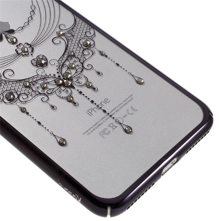 KAVARO Graceful Voile Authorised Swarovski Diamond Plated edges PC Case for iPhone 7 Plus - Black Butterfly-4