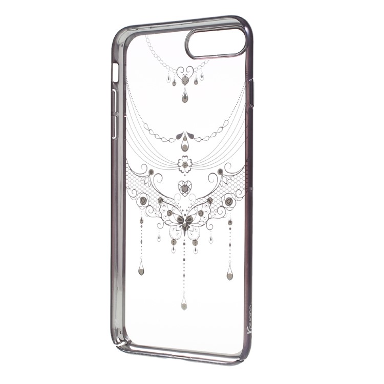 KAVARO Graceful Voile Authorised Swarovski Diamond Plated edges PC Case for iPhone 7 Plus - Black Butterfly-5
