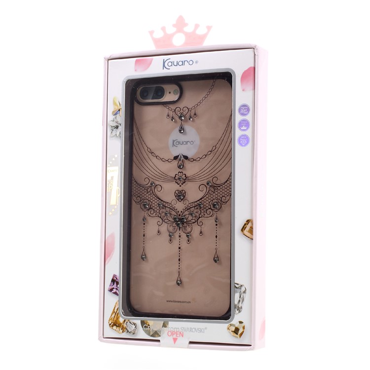 KAVARO Graceful Voile Authorised Swarovski Diamond Plated edges PC Case for iPhone 7 Plus - Black Butterfly-6