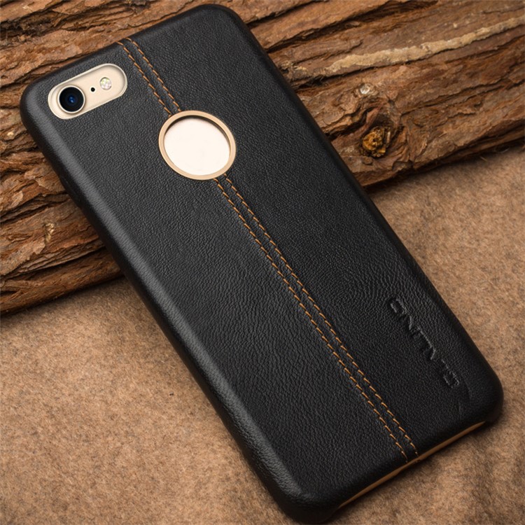 QIALINO Deer Skin Pattern Genuine Leather Coated PC Back Case for iPhone 8 / 7 4.7 inch - Black-5