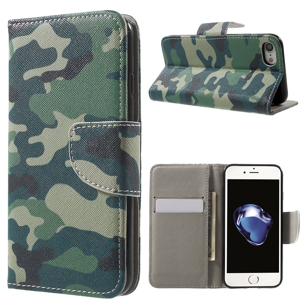 Padrão de impressão de couro Wallet Capa magnética para iPhone 8 / 7 4.7 inch - camuflagem padrão-1