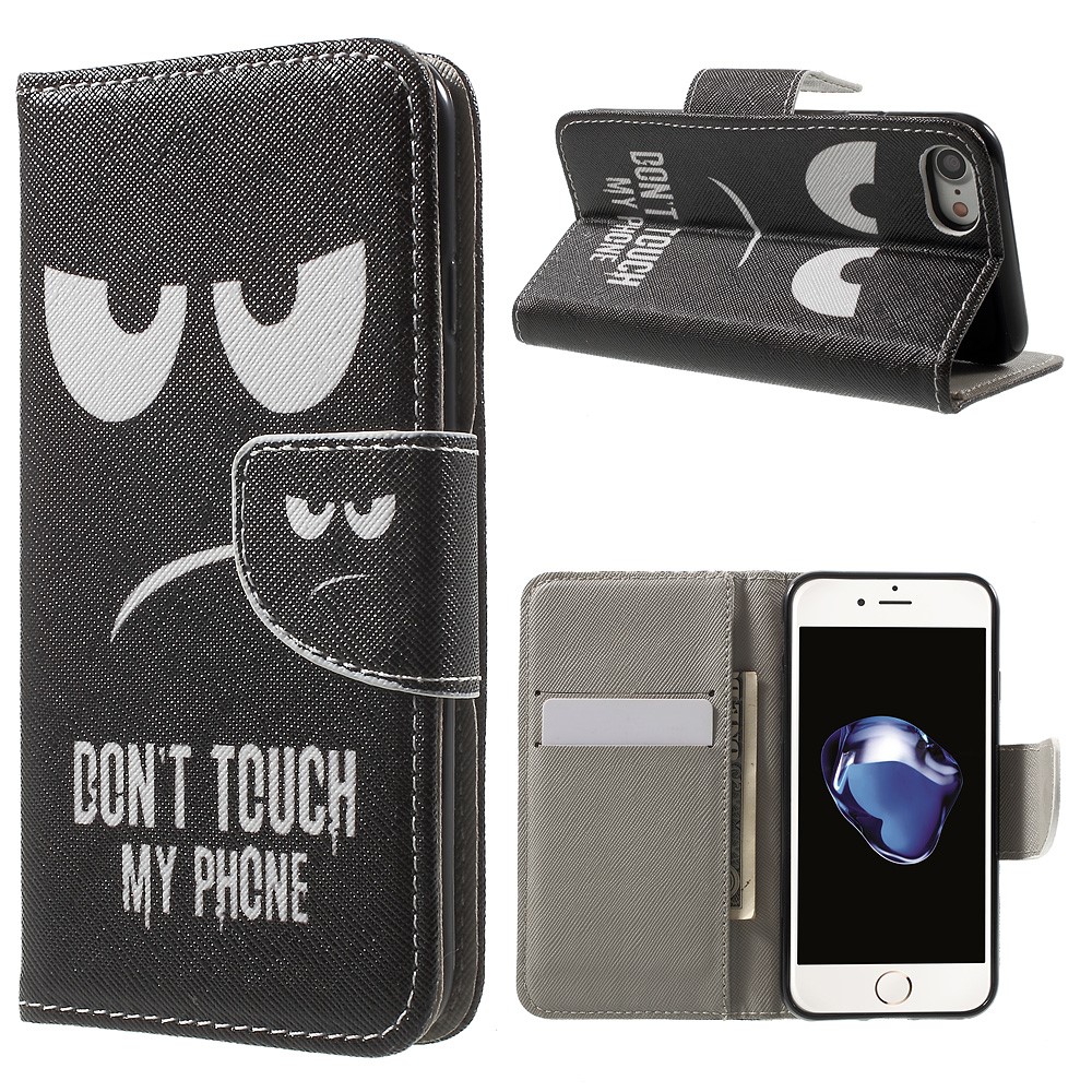 Impression de motifs en cuir Portefeuille Folio Housse pour iPhone 8 / 7 4.7 inch - Ne touche pas mon téléphone-1