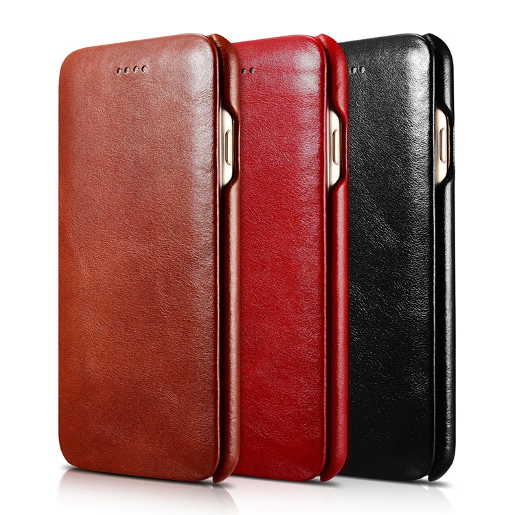 ICARER Curved Edge Vintage Series Genuine Leather Case for iPhone 7 4.7 inch - Black-2