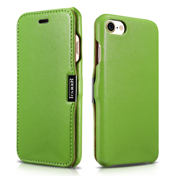 

ICARER Luxury Side-Open Magnetic Genuine Leather Protective Case for iPhone 7 4.7 inch - Green, iPhone 7
