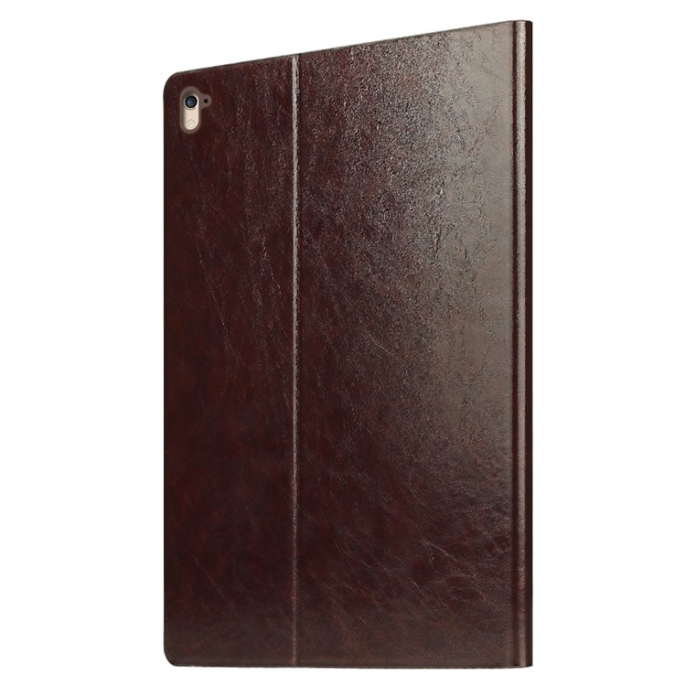 OATSBASF Flip Genuine Leather Protector Cover for iPad Pro 9.7 inch - Brown-4