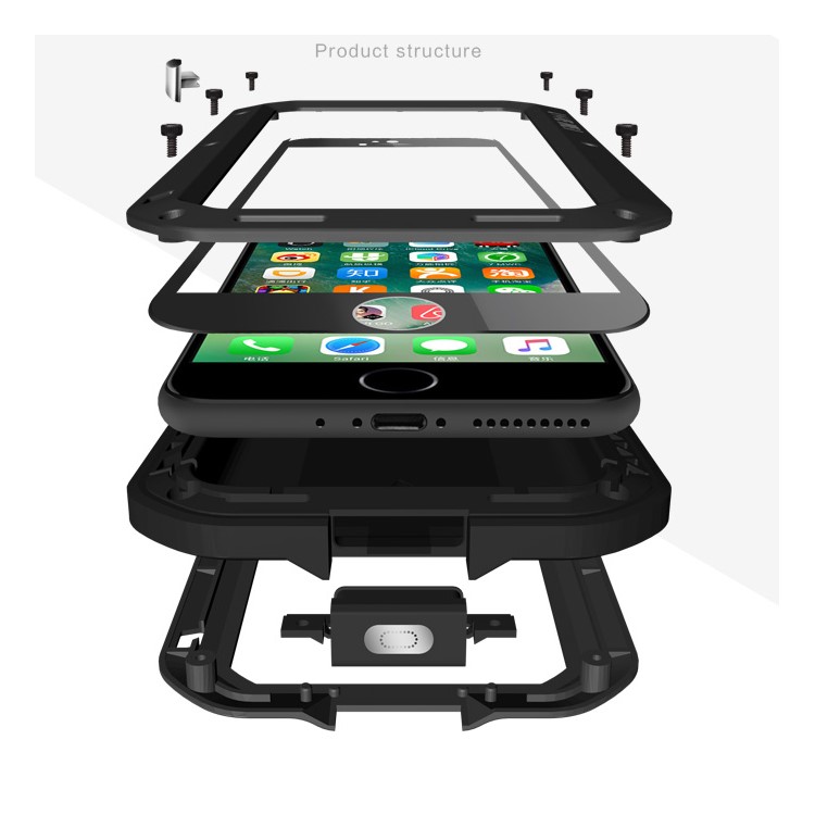 Love Mei Puissant Cas De Protection Anti-sale Anti-poussière Pour IPhone 8 Plus / 7 Plus - Noir-10