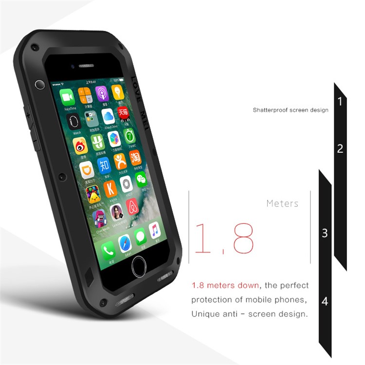 Love Mei Puissant Cas De Protection Anti-sale Anti-poussière Pour IPhone 8 Plus / 7 Plus - Noir-9