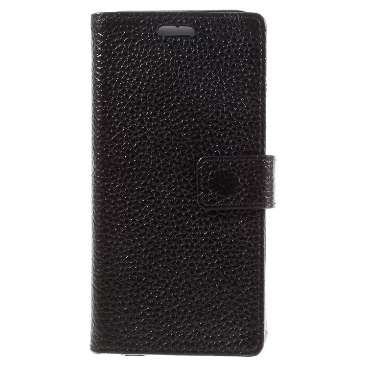 Litchi Texture Genuine Leather Wallet Stand Case for iPhone 7 - Black-1