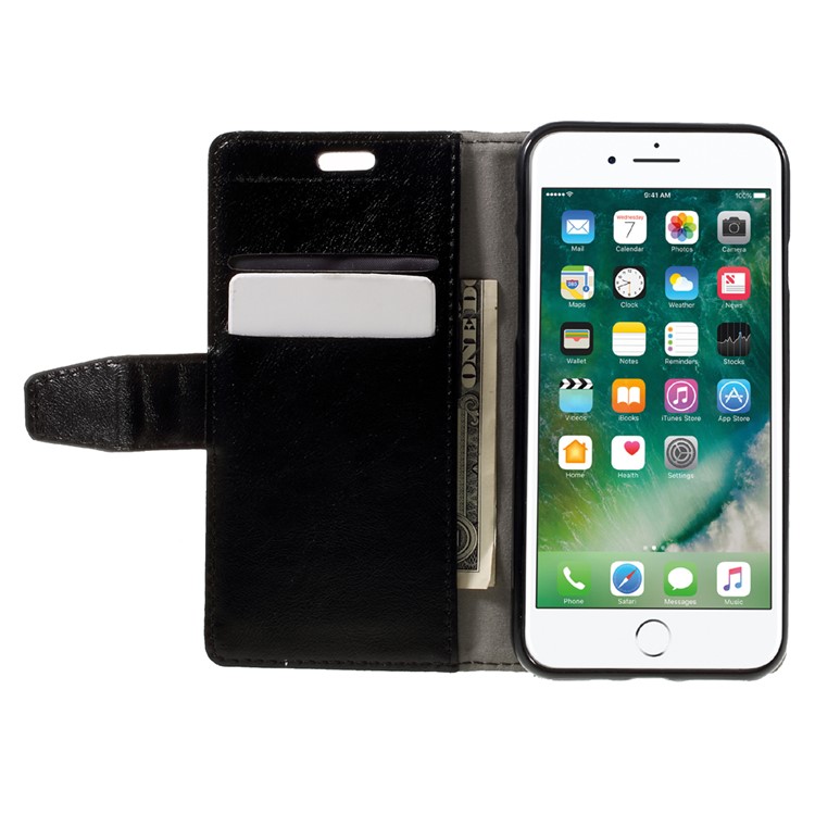 Crazy Horse Wallet Leather Stand Case for iPhone 7 4.7 inch - Black-1