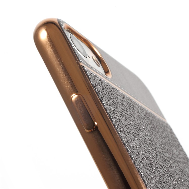 Leather Coated Plating Soft TPU Case for iPhone 7 4.7 inch - Black-5