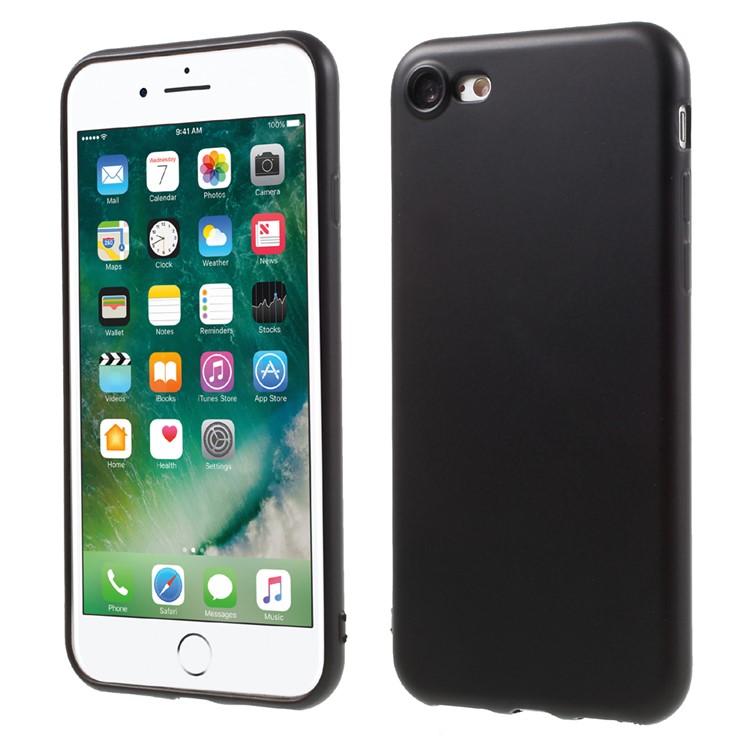 Delicate Touch Rubberized Electroplating TPU Case for iPhone 7 4.7 inch - Black-1