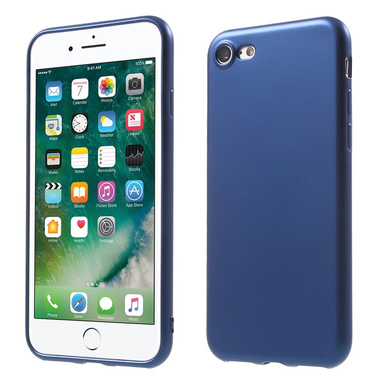 Delicate Touch Rubberized Plating TPU Case for iPhone 7 4.7 inch - Blue-1