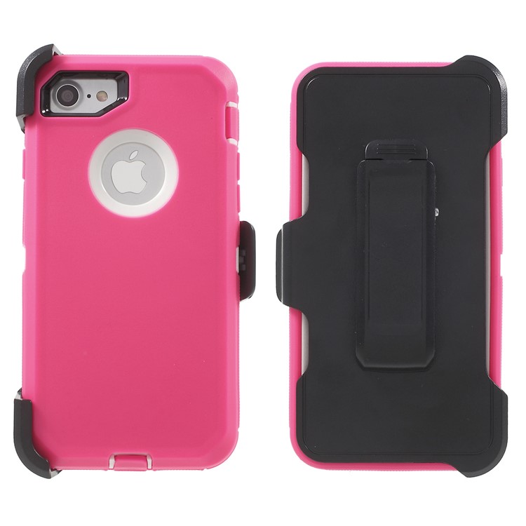 

Heavy Duty Kickstand Belt Clip PC + TPU Protection Cover for iPhone 8/7 4.7 inch - White / Rose, iPhone 8 4.7 inch