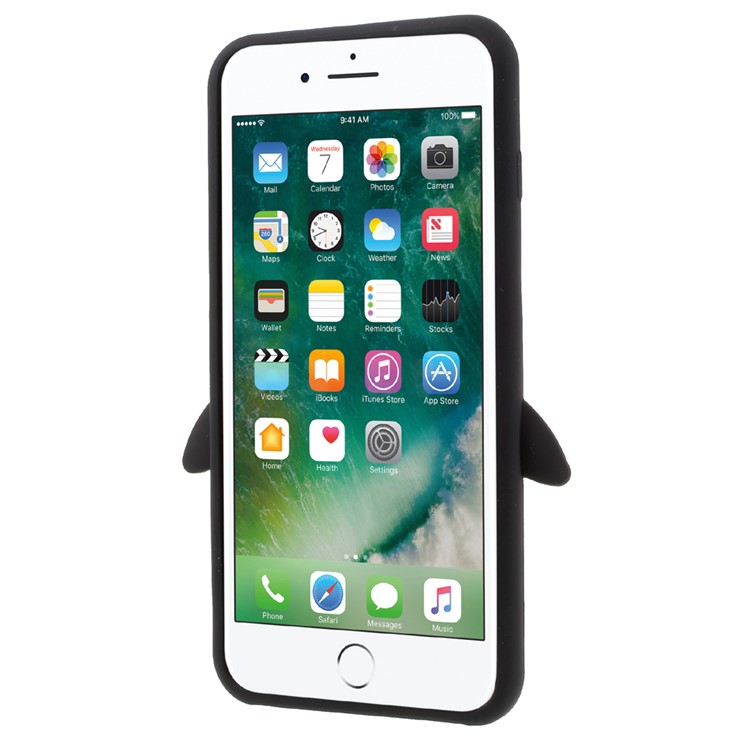 3D Penguin Silicone Phone Case for iPhone 7 Plus - Black-1