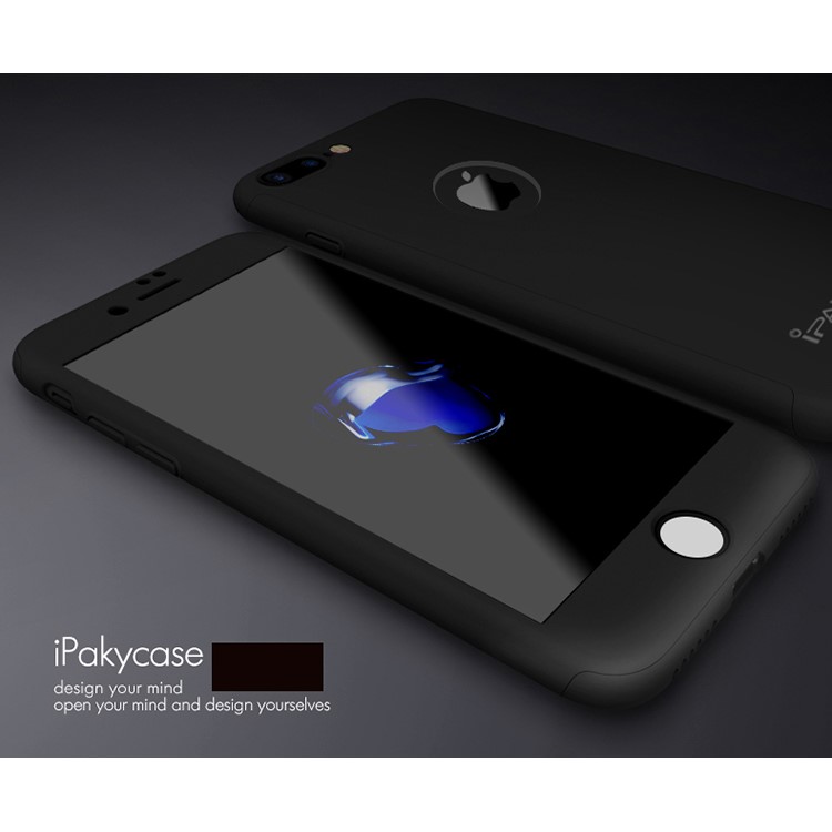 IPAKY Matte Full Protection PC Hard Cover + Screen Protector for iPhone 7 Plus - Black-3