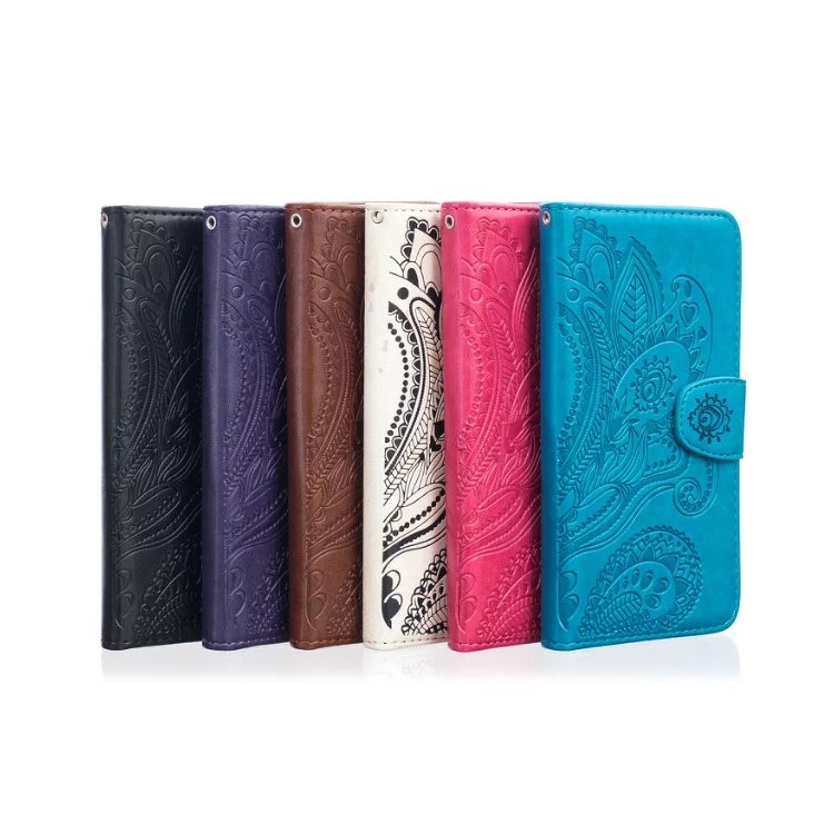 Paisley Pattern Imprint Leather Wallet Case with Lanyard for iPhone 6S Plus / 6 Plus - Black-1