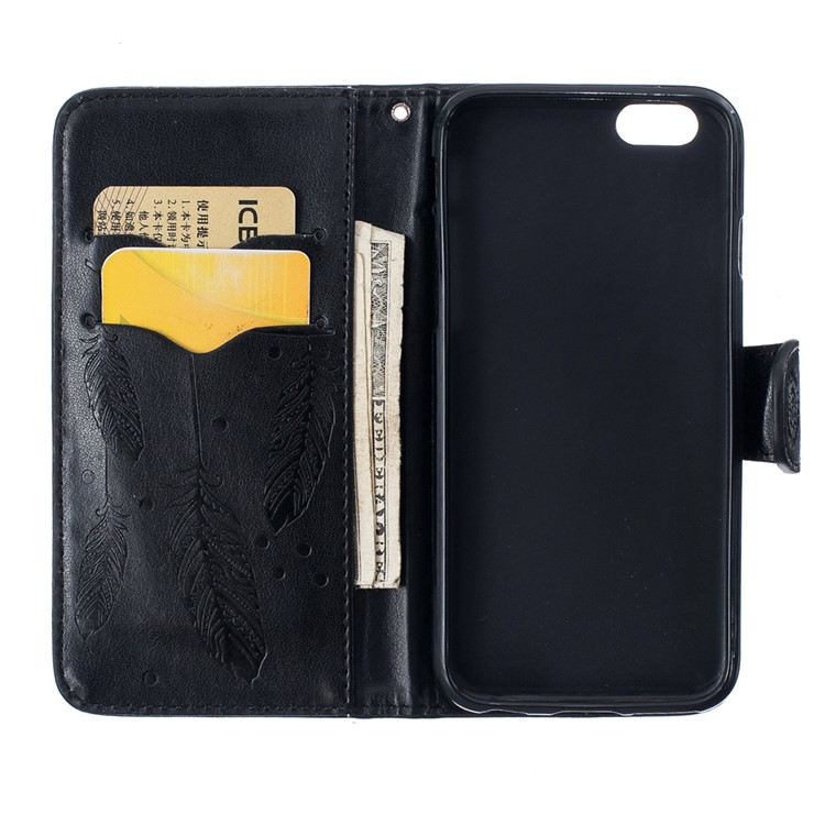 Imprint Dream Catcher Leather Wallet Case for iPhone 6s 6 - Black-1