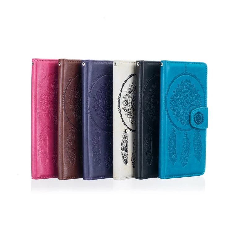 Imprint Dream Catcher Leather Wallet Case for iPhone 6s 6 - Black-1