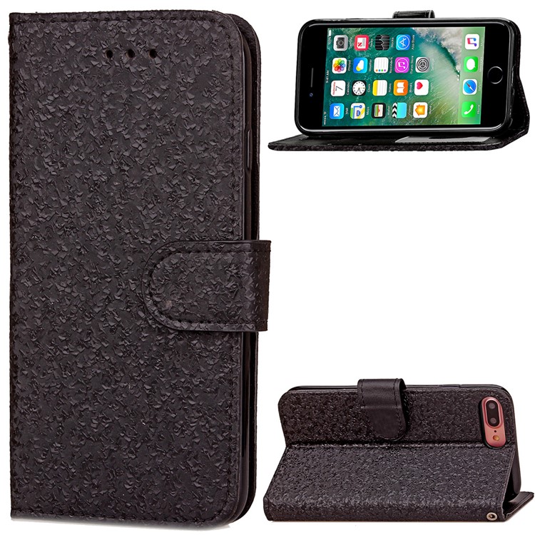 Texture Leather Wallet Stand Case for iPhone 7 Plus 5.5 inch - Black-1