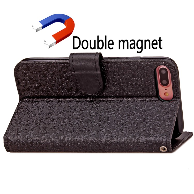 Texture Leather Wallet Stand Case for iPhone 7 Plus 5.5 inch - Black-1