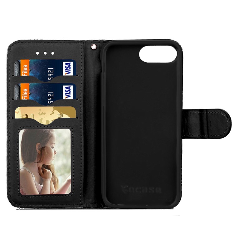 Texture Leather Wallet Stand Case for iPhone 7 Plus 5.5 inch - Black-1