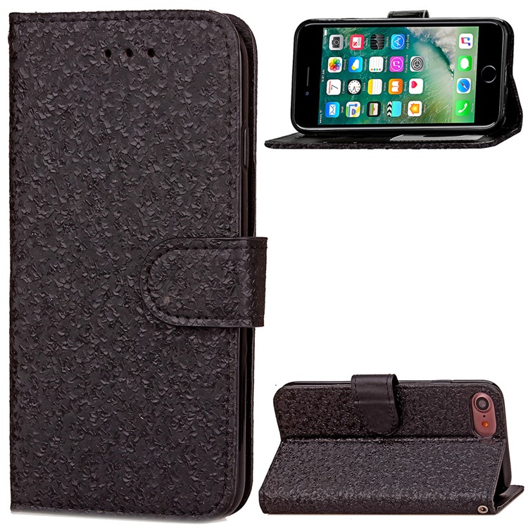 Texture Leather Wallet Stand Protective Cover for iPhone 7 4.7 inch - Black-1