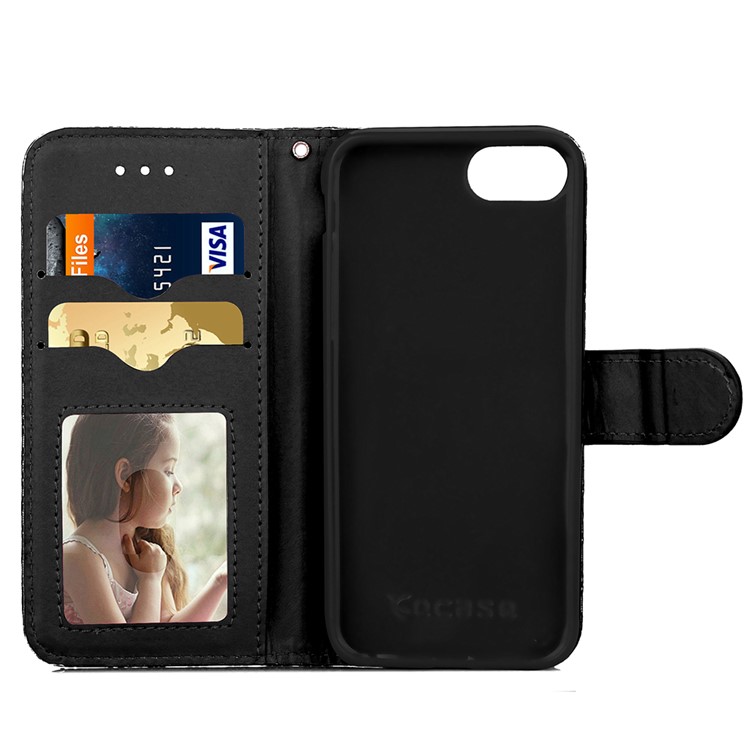 Texture Leather Wallet Stand Protective Cover for iPhone 7 4.7 inch - Black-1