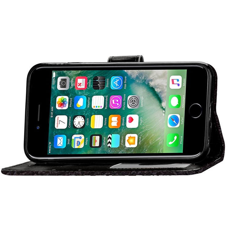Texture Leather Wallet Stand Protective Cover for iPhone 7 4.7 inch - Black-1