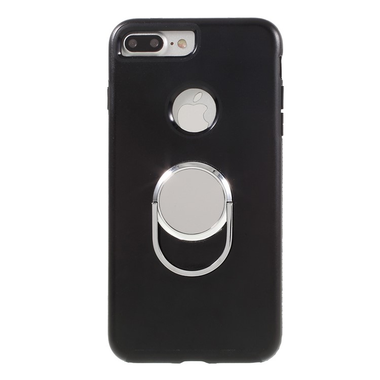 For iPhone 7 Plus Hybrid PC + TPU Phone Case with 360 Degree Rotation Metal Ring Kickstand - Black-3