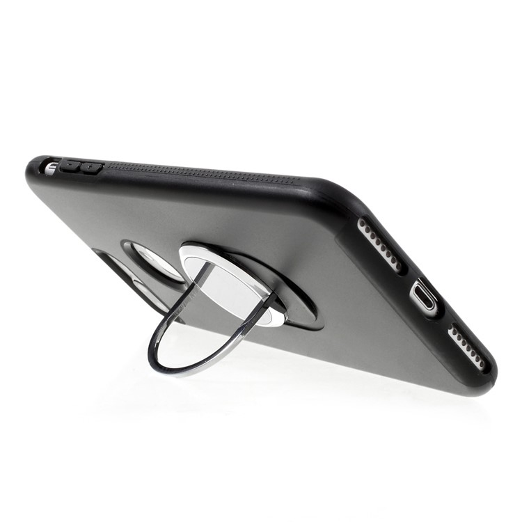 For iPhone 7 Plus Hybrid PC + TPU Phone Case with 360 Degree Rotation Metal Ring Kickstand - Black-4