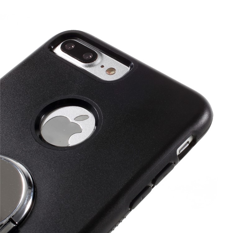 For iPhone 7 Plus Hybrid PC + TPU Phone Case with 360 Degree Rotation Metal Ring Kickstand - Black-6