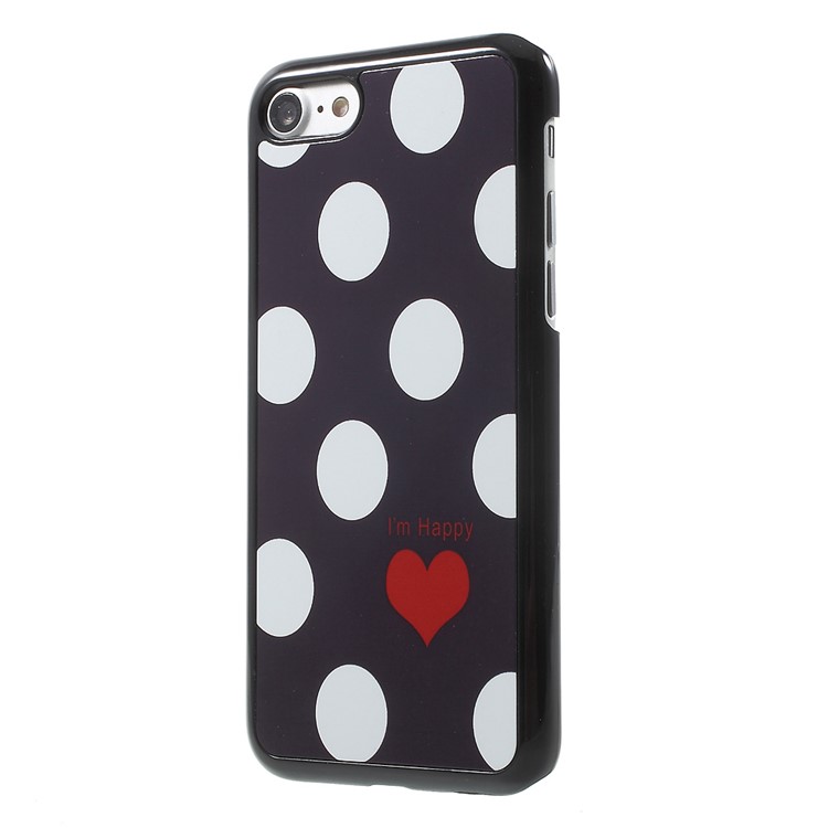 Glossy Metal Coated PC Hard Case Cover for iPhone 7 - White Dots / Black Background-2