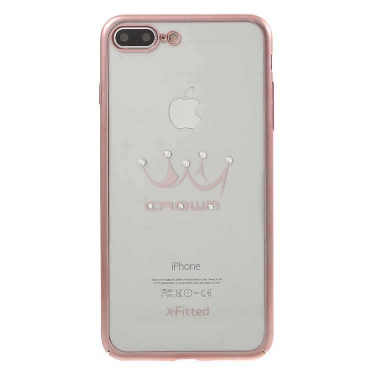X-FITTED Crown Plastic Hard Case for iPhone 7 Plus Diamond Decorated - Rose Gold-2