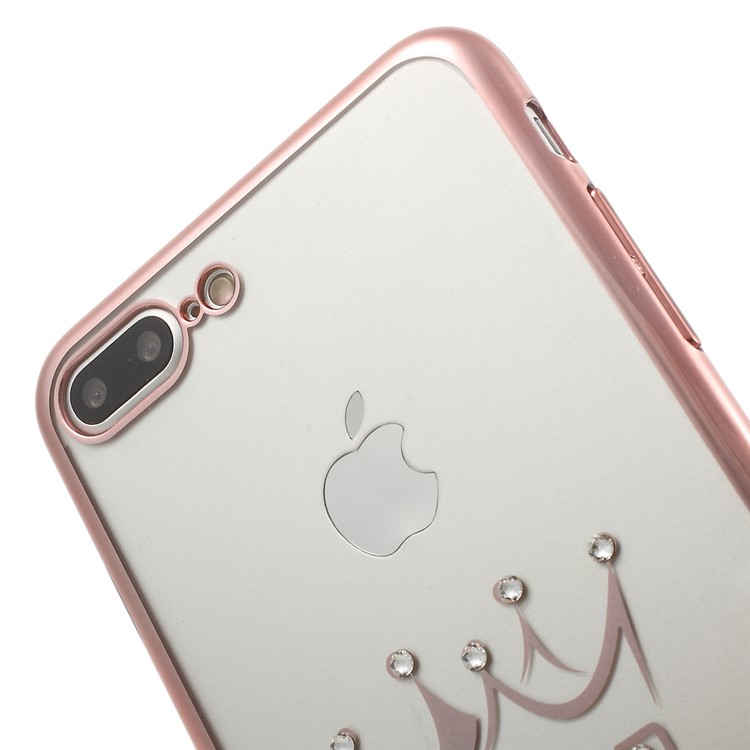 X-FITTED Crown Plastic Hard Case for iPhone 7 Plus Diamond Decorated - Rose Gold-4