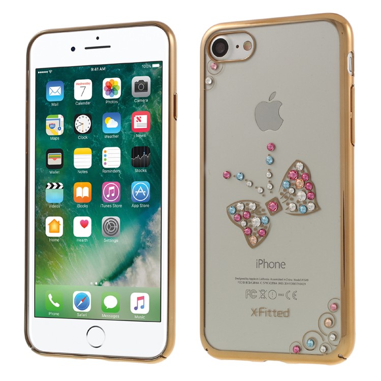 

X-FITTED Butterfly Rhinestone Plating Hard Phone Cover for iPhone 8/7/6s/6 - Gold
