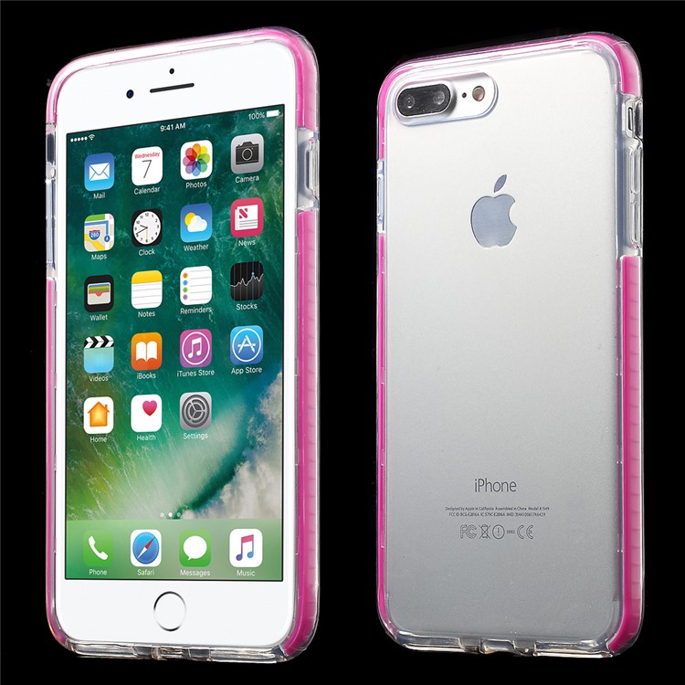 

X-FITTED Colorful Stripe TPU Phone Case for iPhone 8 Plus / 7 Plus 5.5 inch - Rose
