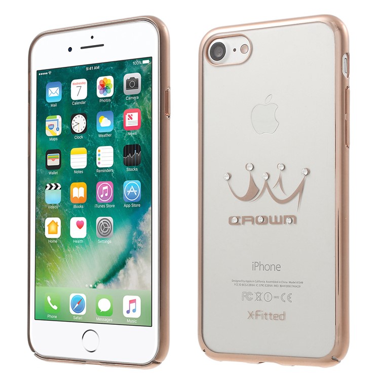 X-FITTED Crown Licensed Swarovski Diamond Hard PC Case for iPhone 7 4.7 - Rose Gold-1