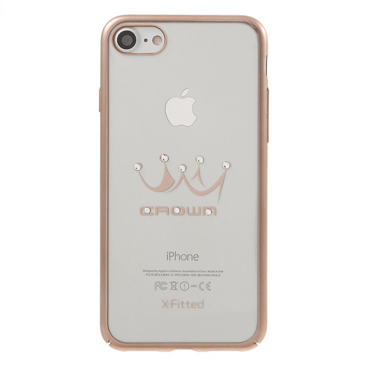 X-FITTED Crown Licensed Swarovski Diamond Hard PC Case for iPhone 7 4.7 - Rose Gold-2