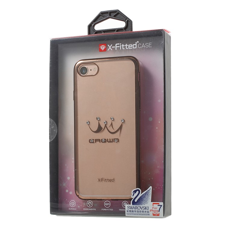 X-FITTED Crown Licensed Swarovski Diamond Hard PC Case for iPhone 7 4.7 - Rose Gold-7