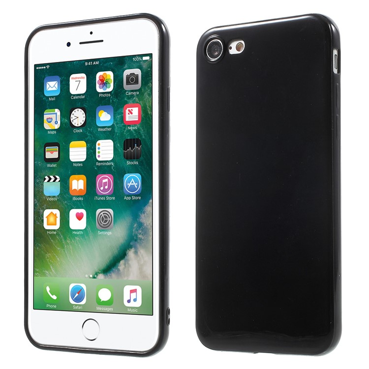 

Глянцевый сплошной Цвет ТПУ Чехол для iPhone 8 / 7 4.7 Дюйма - черный