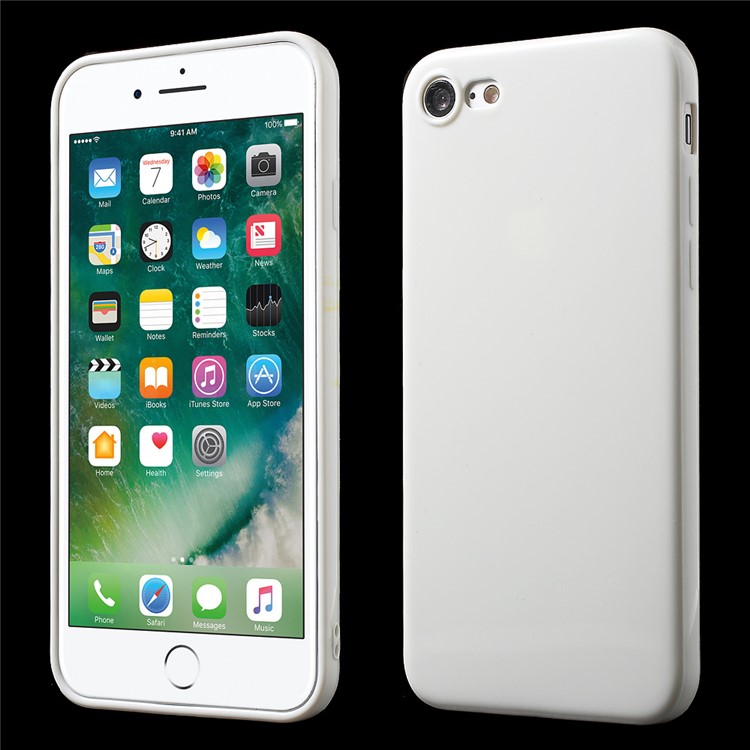 

Глянцевое Твердое Цветное Желе ТПУ Чехол Для Iphone 8 / 7 4,7 Дюйма - Белый