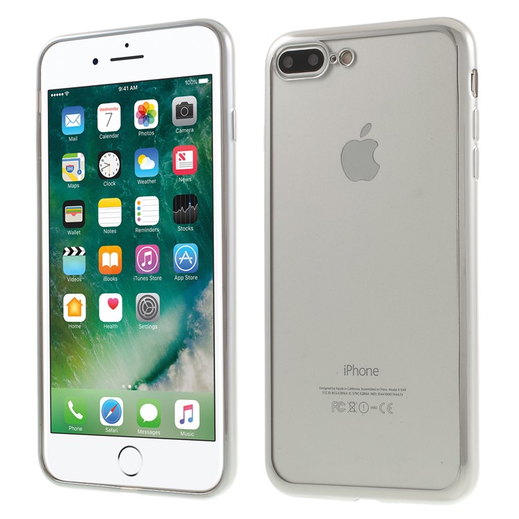 Electroplating Clear TPU Case for iPhone 7 Plus - Silver-1