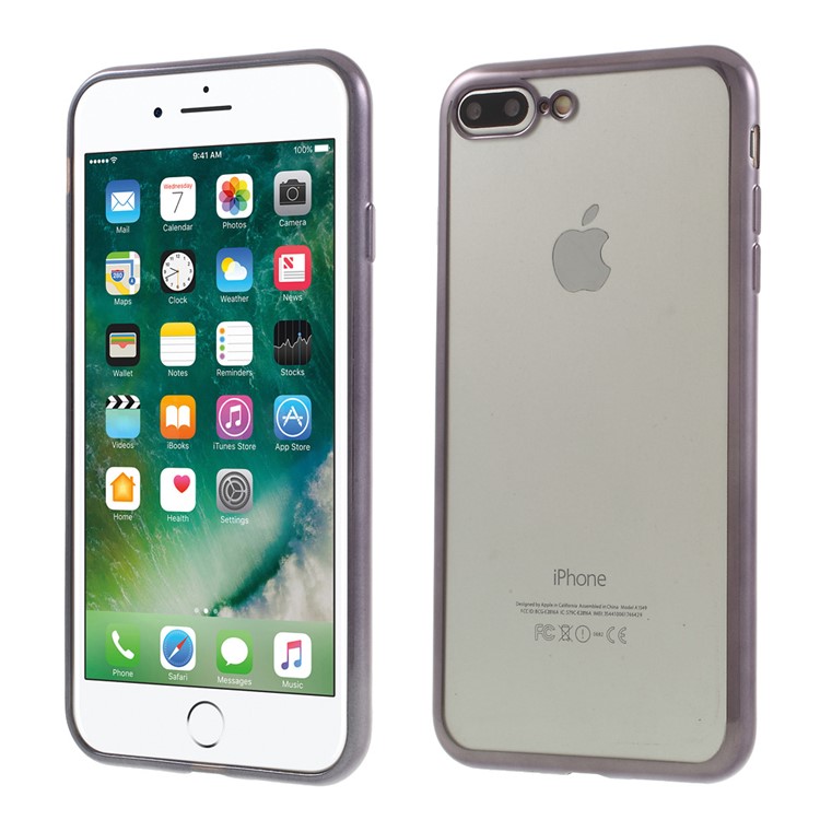 

Electroplating Clear TPU Skin Case for iPhone 8 Plus / 7 Plus - Grey